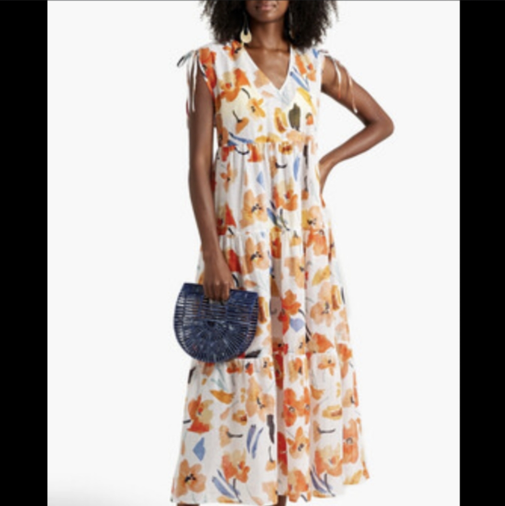 Seafolly gauze flower print cotton maxi dress, size XS, NWT